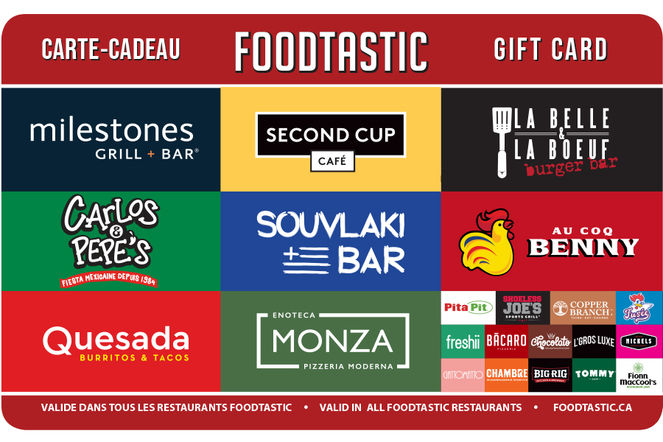 Carte Restaurants Foodtastic (FR Version) Foodtastic Dining QC eGift Card (FR version)
